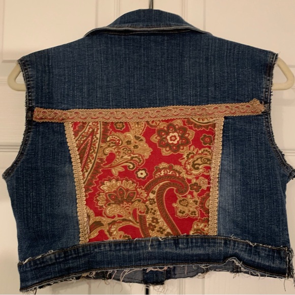 Solid JR Denim Vintage Boho Vest with Paisley Accents. Boho chic,western XS - Picture 3 of 8